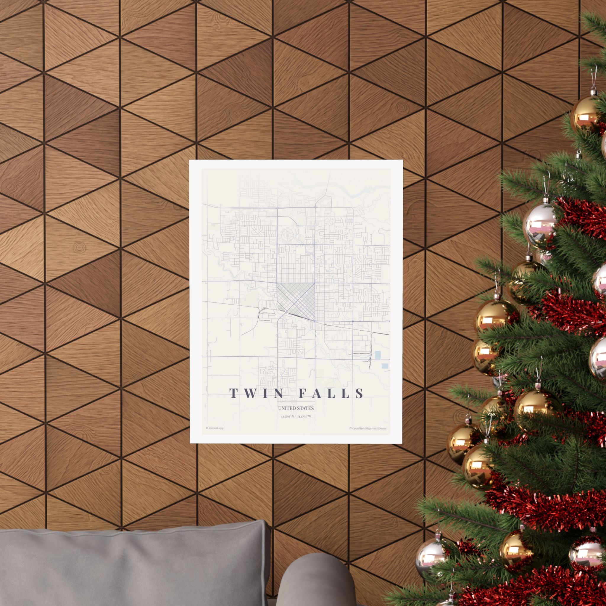 Twin Falls Minimal City Map Poster — Vertical Wall Art