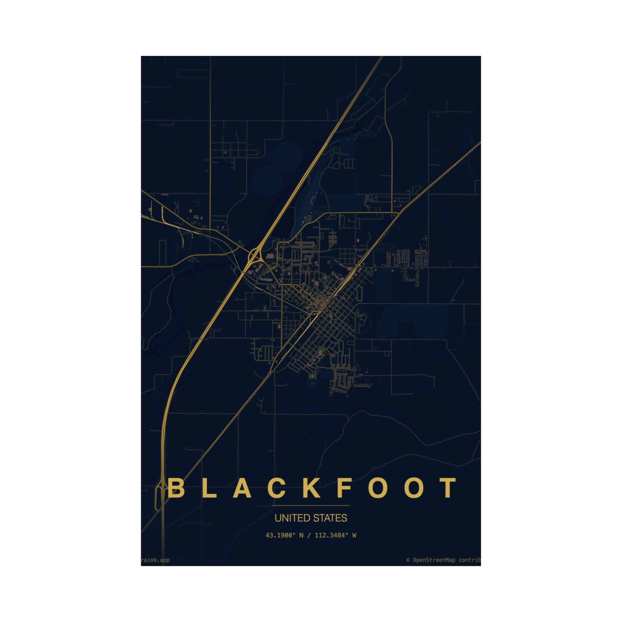 Blackfoot City Map Poster — Matte Vertical Wall Art