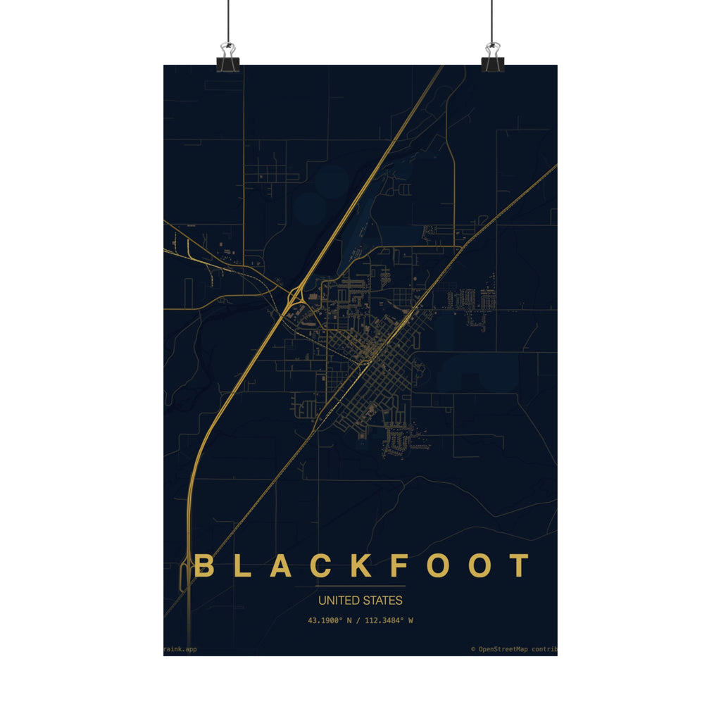 Blackfoot City Map Poster — Matte Vertical Wall Art