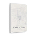 Twin Falls City Map Canvas Wall Art — Minimalist Vintage Map Print